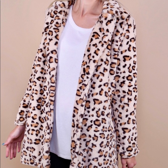 Sans Souci Jackets & Blazers - Faux Fur Leopard Coat